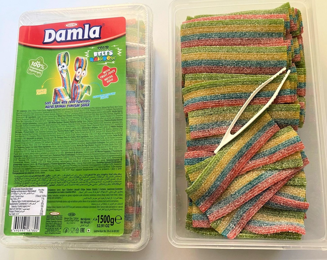 Damla Sour belt Rainbow raduga язычки Разноцветные (короткие) 1.5кг