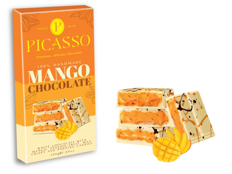 Шоколадная плитка White Cocolate with Mango 200 гр / Picasso
