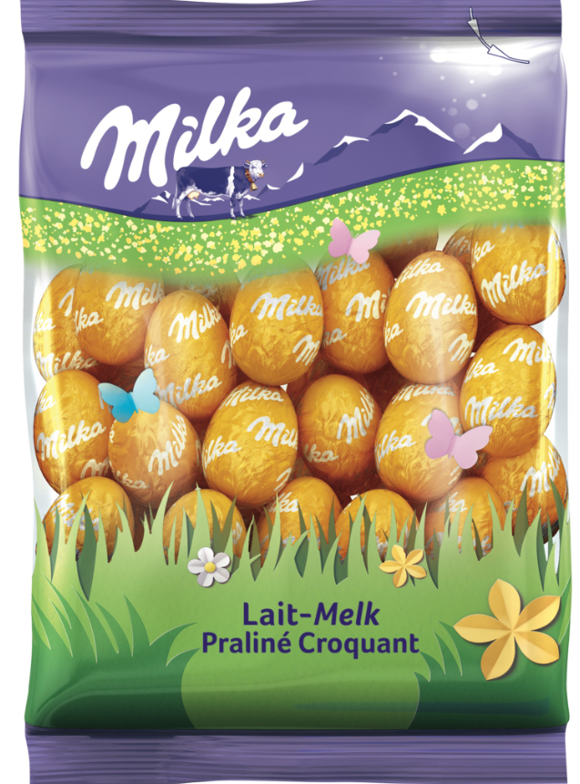Шоколадные яйца Milka Lait - Melk (золото) 350 гр