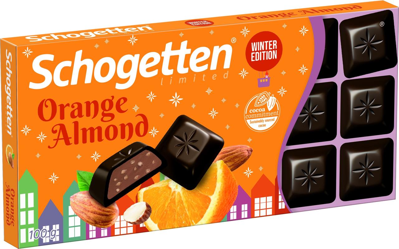 Тёмный шоколад Schogetten Orange Almond 100гр (15 шт. в упаковке)