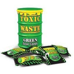 Леденцы "TOXIC WASTE" зеленая банка 42грх12х12 /TOXIC WASTE/Пакистан