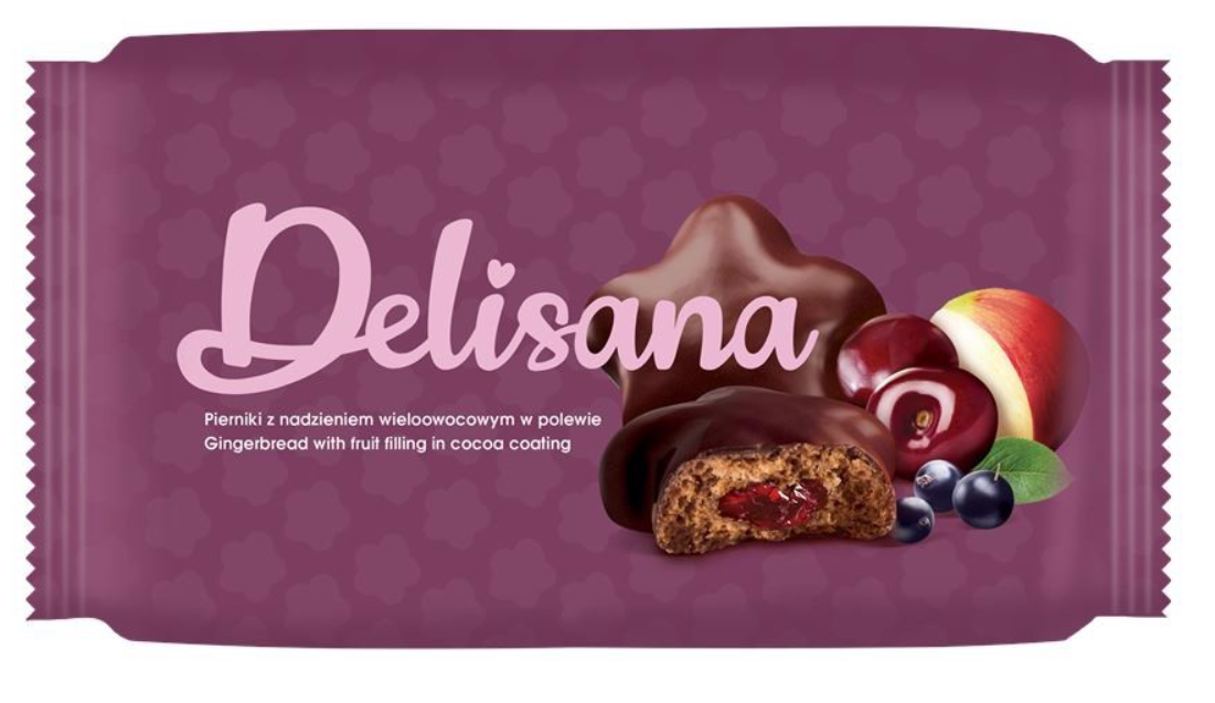 Пряники в шоколаде Delisana с Фруктовой начинкой 200 гр / Польша