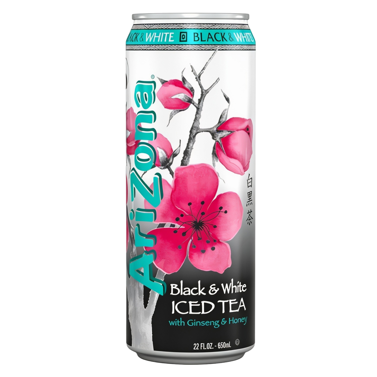 Чёрный и белый холодный чай AriZona Black & White Tea с женьшенем и мёдом, 650 мл