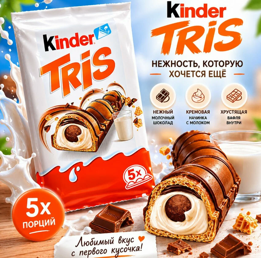 Батончик Kinder Tris 100 г (14 шт в упак)