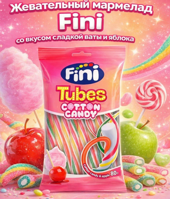 Жев.мармелад "Tubes Cotton Candy" 80гр /FINI Испания/