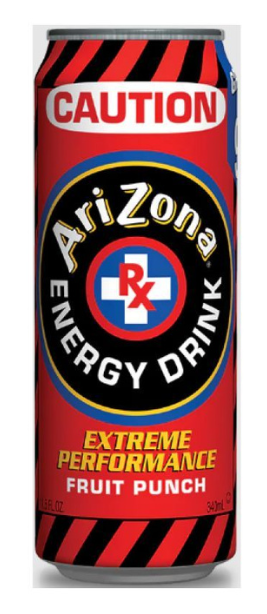 Энергетический напиток  AriZona Caution Fruit Punch 340 ml (24 шт. в упак)
