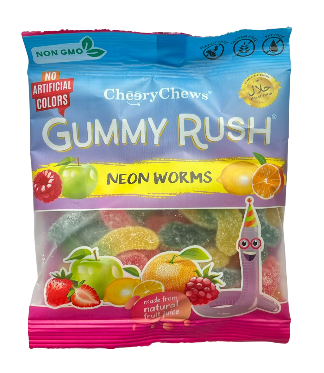 Жев.мармелад Неоновые Червячки КИСЛЫЕ 90 гр / Gummy Rush