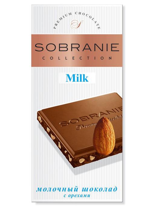 SOBRANIE молочный шоколад с орехами в картоне 90гр (10шт - упак)