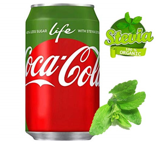 Coca-Cola Life стевия БЕЗ САХАРА 355ml США (12шт-упак)