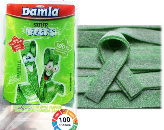 Damla  Sour belt Apple Яблоко язычки (кислые) 1 кг