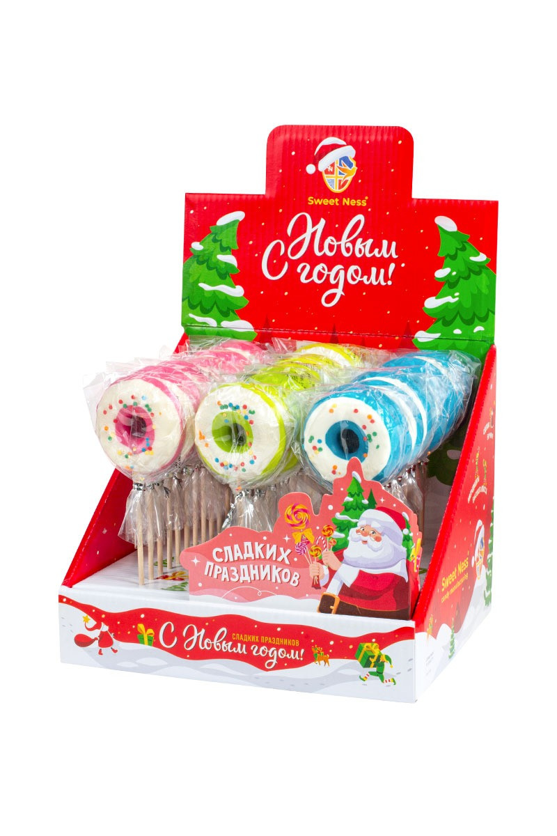 Карамель леденцовая Новогодний венок 30 гр. (36 шт в шоубоксе) SweetNess