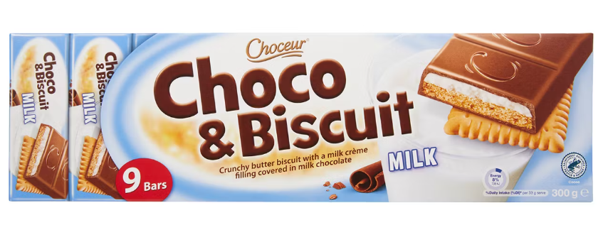 Шоколадные плитки Choco & Biscuit Leche Leite 300 гр / Choceur