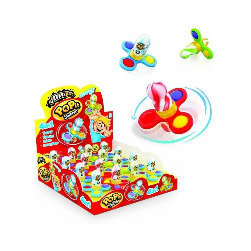 Леденец Johny Bee Bee Pop it Spinner 15гр (16 шт в упак)