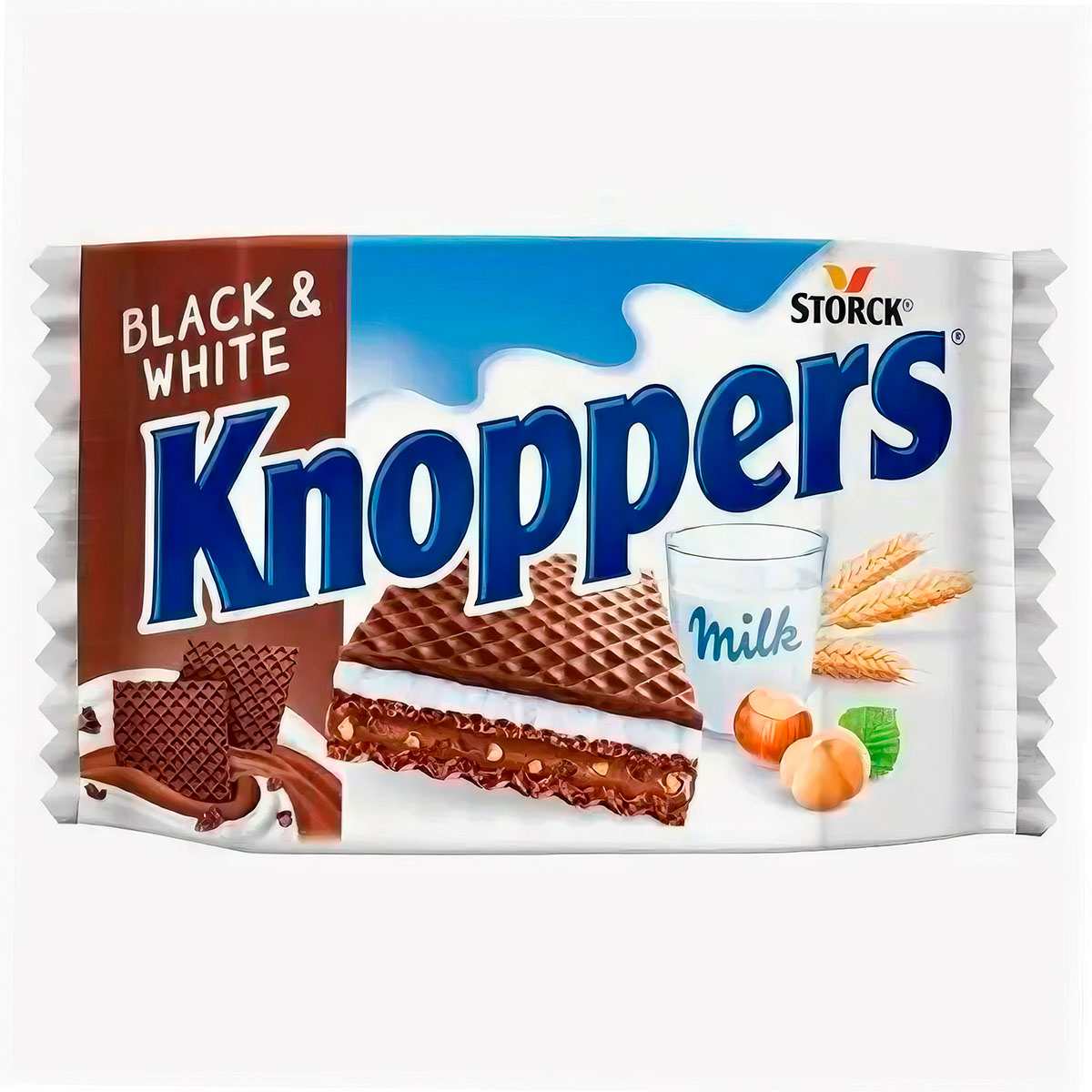 Вафельное печенье Storck Knoppers Black & White с шоколадной и молочной начинкой, 25 г