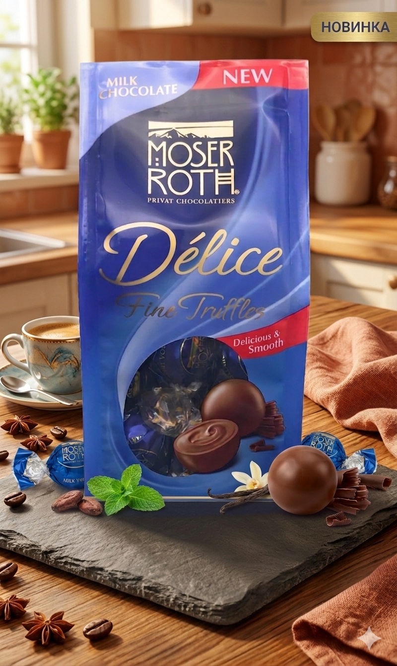 Шоколадные конфеты Moser Roth Delise Milk chocolate140 гр (24 шт в упак)