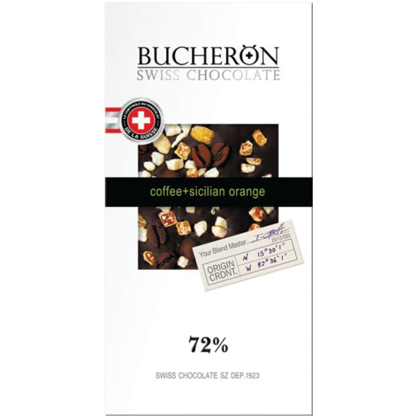 Bucheron горький шоколад с зернами кофе и апельсином в картоне 100гр (10шт - упак)