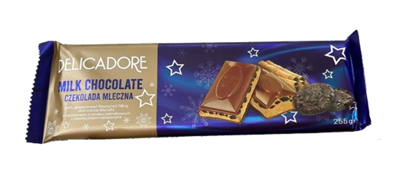 Плитка Молочный шоколад DELICADORE 265гр. Бисквит Корица