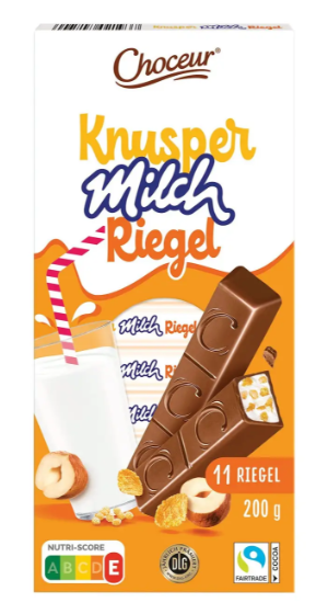 Шоколадные батончики Knusper Milch Riegel 200 гр / Choceur
