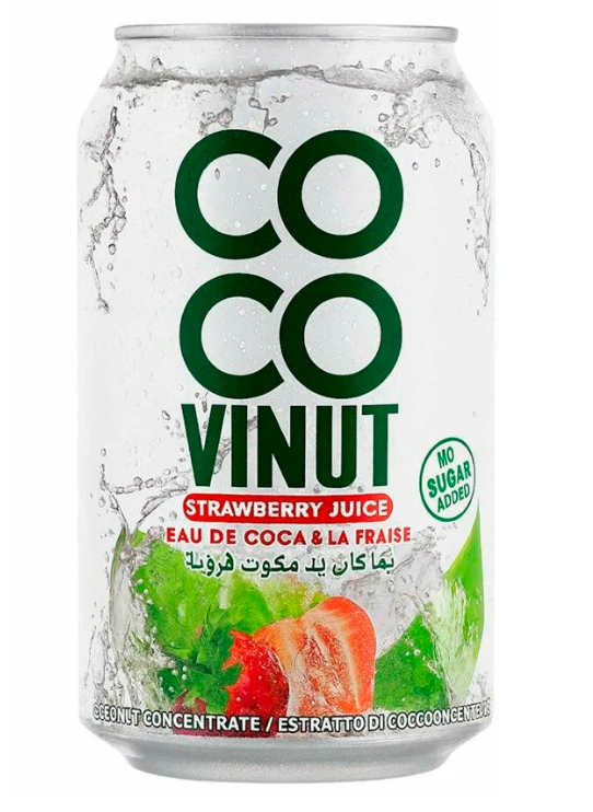 Напиток Vinut Кокосовая вода с соком Клубники 330ml (24шт-упак) / Вьетнам