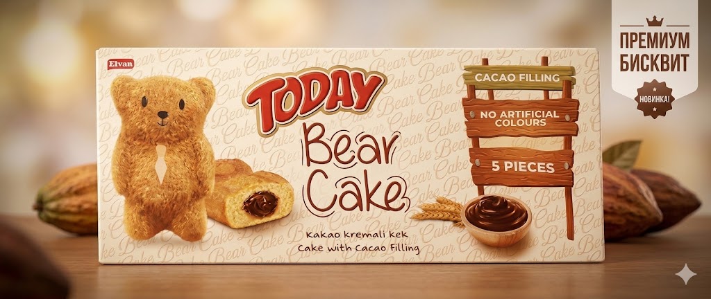 Кекс TODAY BEAR Шоколадный Крем 200 гр (24 шт в упак)