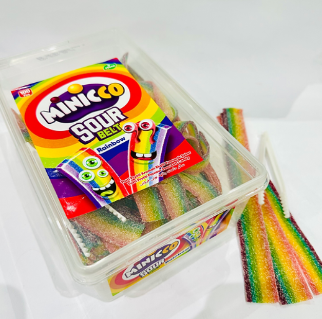 Жев.мармелад MinicCO Sour belt Rainbow Кислые пластинки Разноцветные (кислые) 500 гр / Турция / HALA