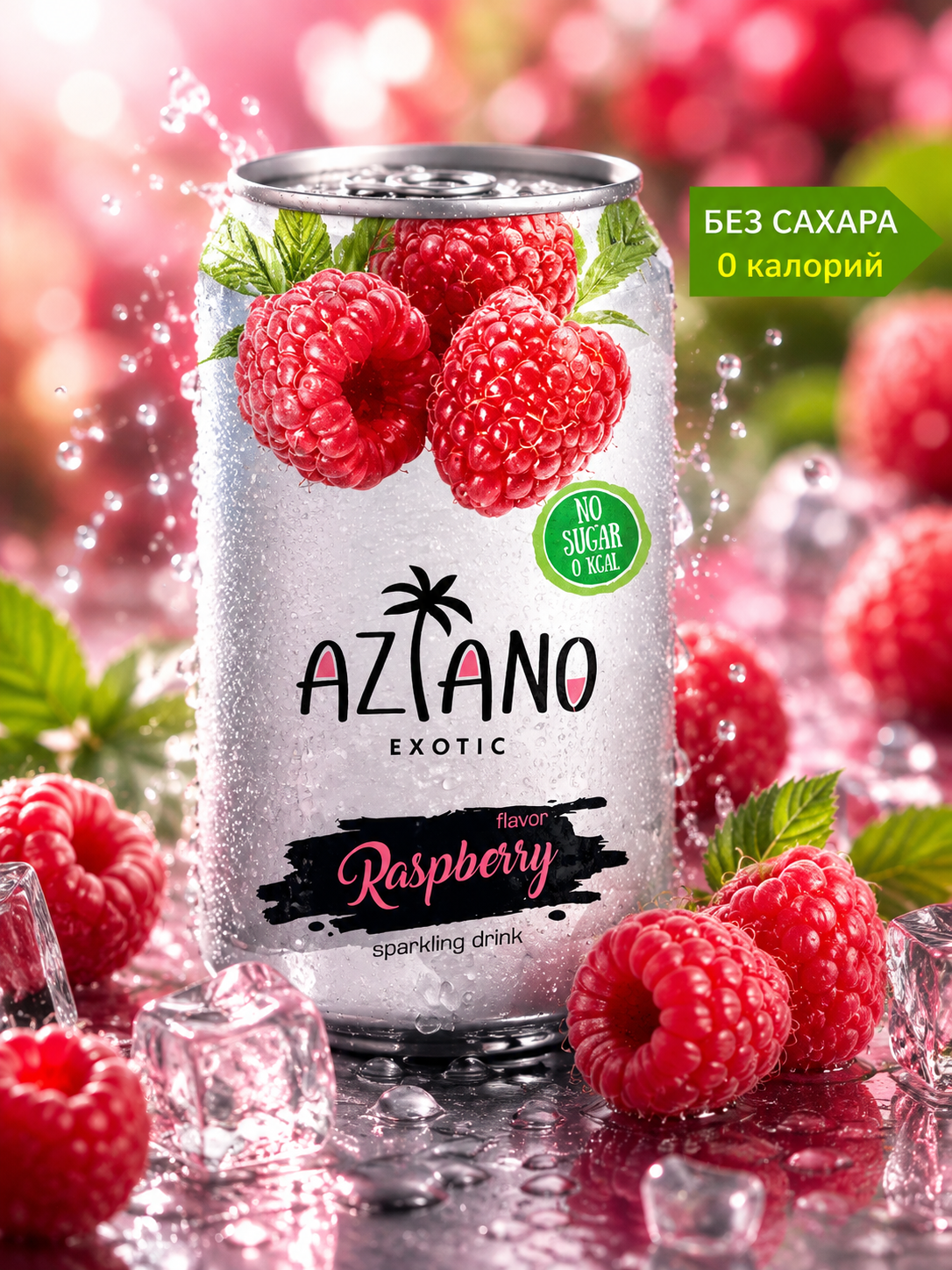 AZIANO  Raspberry Малина 350 ml. /Прозрачная Банка/ (24шт-упак)