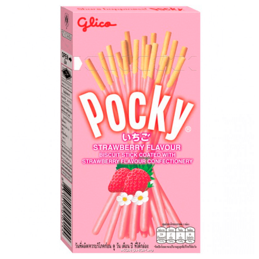 Шоколадные палочки Pocky Strawberry КЛУБНИКА 45г /Таиланд/ (10шт - упак)