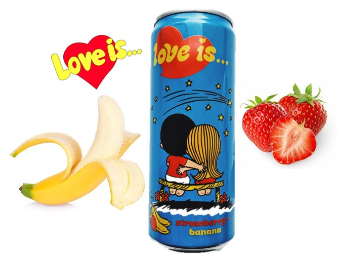 LOVE is Газ напиток Клубника - Банан (Синий) 330ml /12шт-упак/