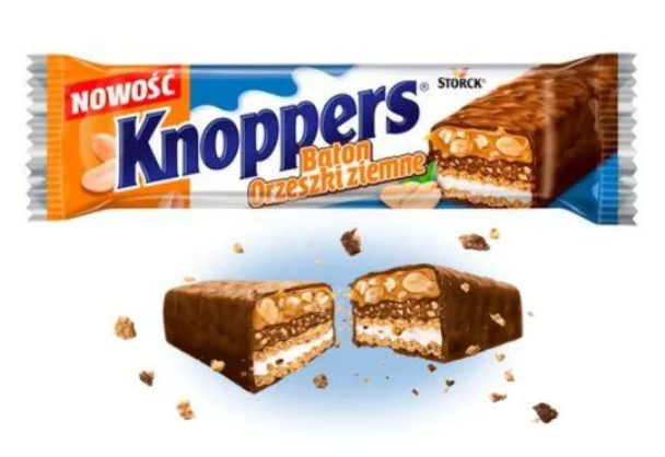 Шоколадный батончик knoppers с Арахисом 40 гр (24шт-упак)