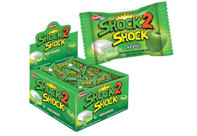 SHOCK2SHOCK Суперкислая жвачка с жидким центром Яблоко. 4гр х 100шт Турция