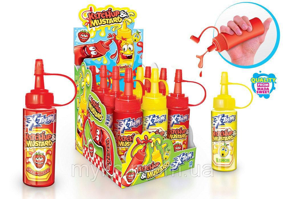 X-TREME® Ketchup & Mustard, конфета-гель, в виде кетчупа и горчицы 55гр, (12 шт в упаковке)
