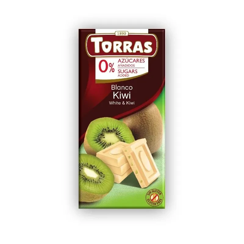 Шоколад TORRAS CLASSIC LINE белый с кусочками киви, без сахара 75г