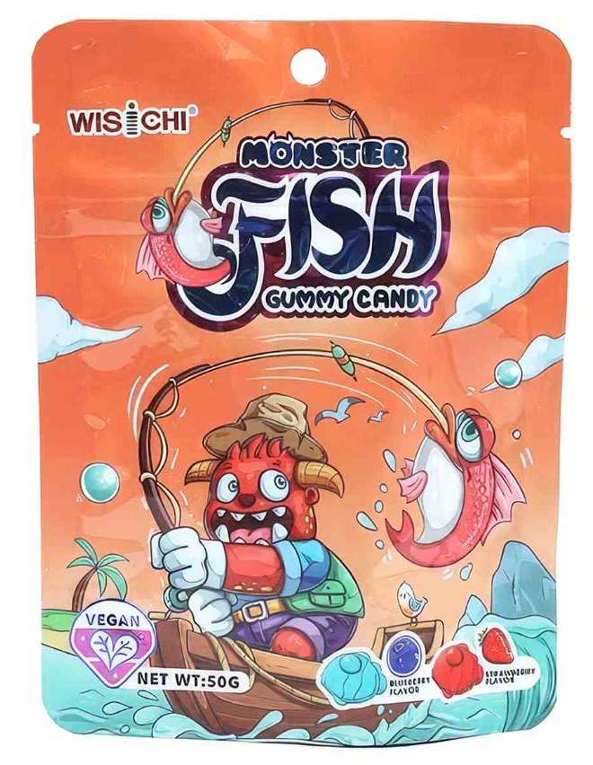 Жев. конфеты в форме рыбы Wisichi Fish Pectin Candy со вкусом голубики и клубники 50 г