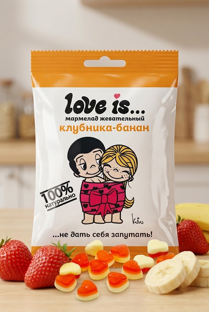 Мармелад Love Is "ЖуйМиксик", клубника-банан 25гр (20 шт-упк)