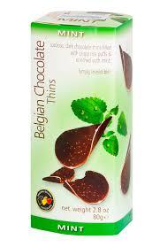 Шоколадные чипсы Belgian Chocolate Thins Мята 80 гр