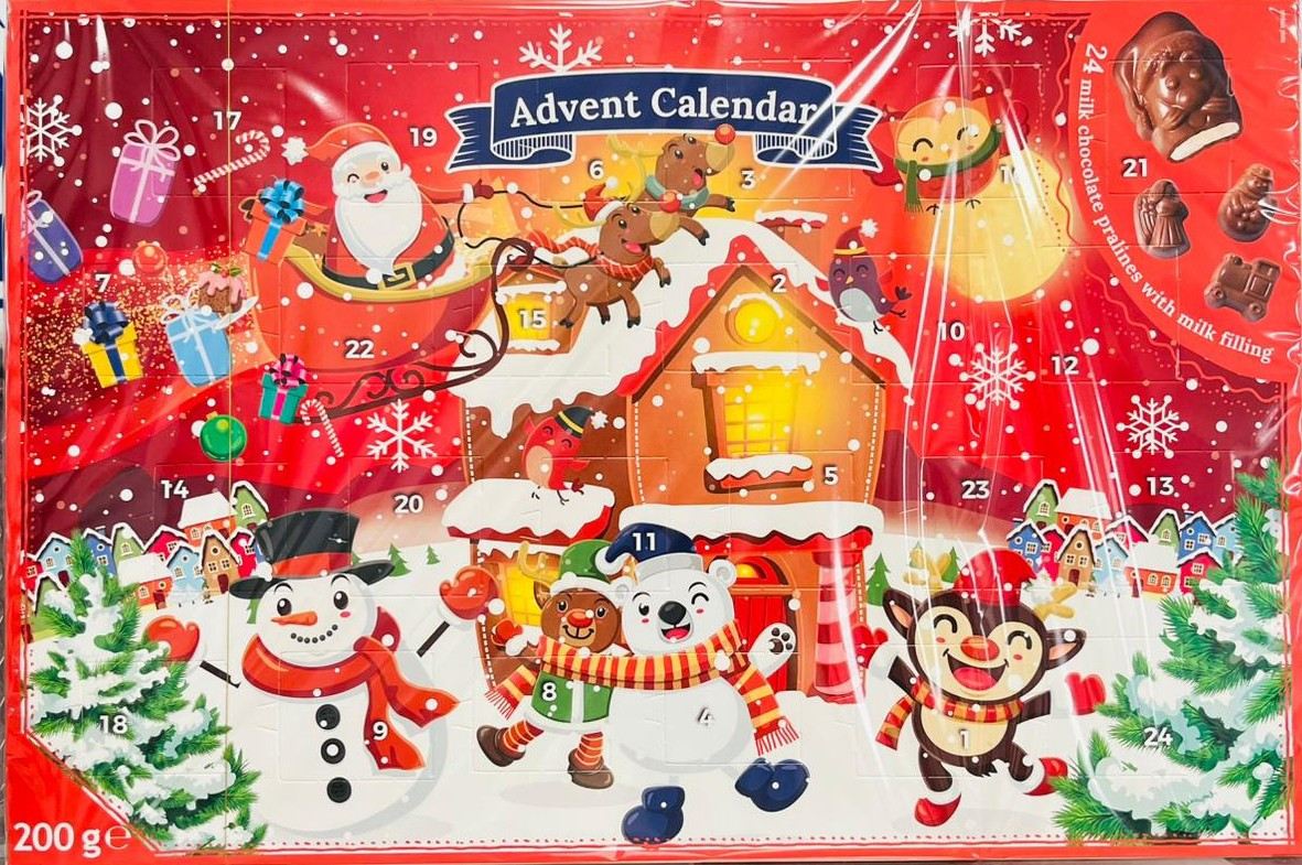 Рождественский календарь с шоколадом Merry Christmas  200 гр (рождественская ночь)