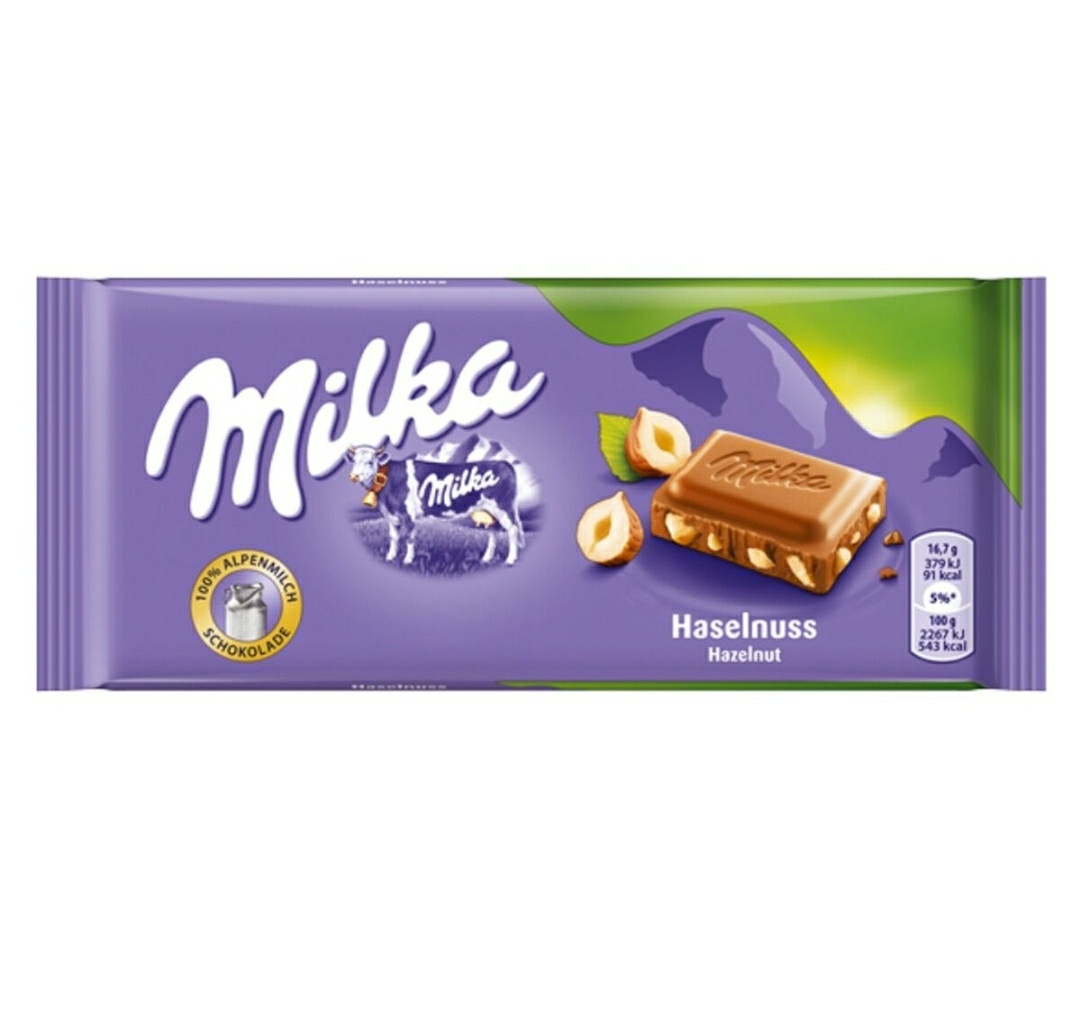 Milka Broken Hazelnut с дробленым фундуком (90 грамм) (24 шт. в упаковке) ЕВРОПА