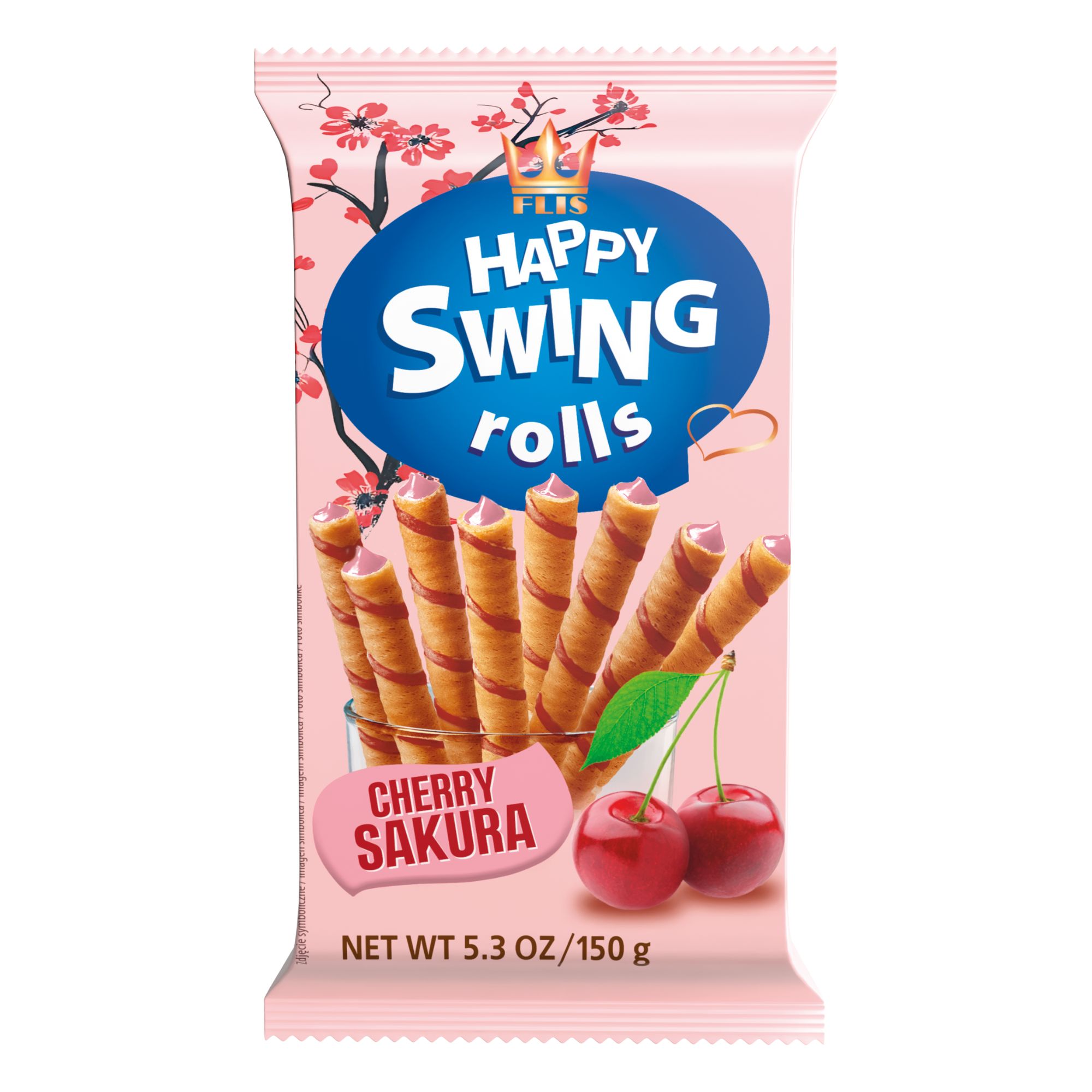 Вафельные трубочки Happy Swing  Rolls Cherry Sakura 150 гр