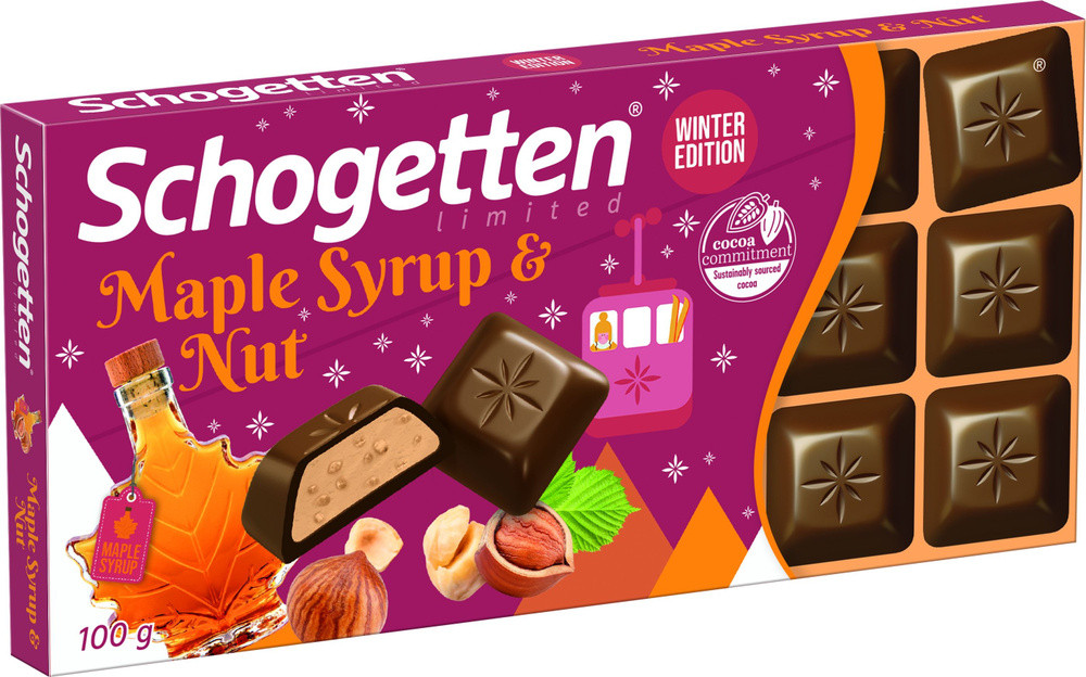 Молочный шоколад Schogetten Maple Syrup & Nut 100гр (15 шт. в упаковке)