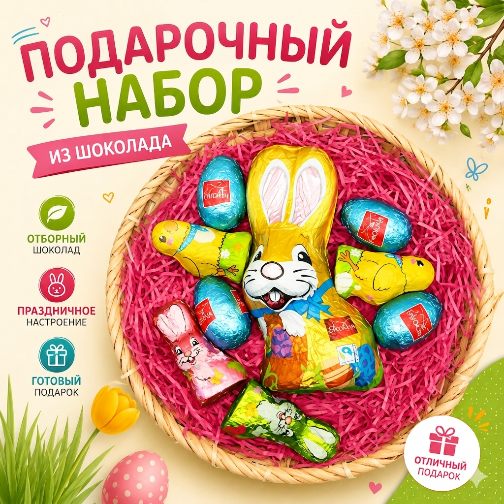 Шоколадные фигурки в корзинке Favorina 200 гр