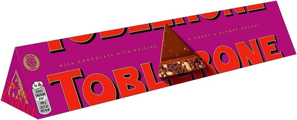 Шоколад Молочный Toblerone Fruit & Nut (С Медово-Миндальной Нугой С Изюмом И Орехом) 100г Швейцария