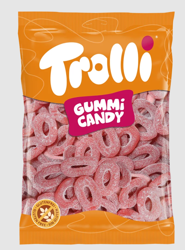 Марм.жев. КОЛЬЦА клубника в САХАРЕ 1 кг /Trolli/ Германия