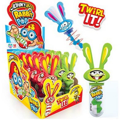 JOHNY BEE Rabbit Pop леденец, с вращающимся механизмом в виде заяца. 23гр,(16 шт в упаковке) 1