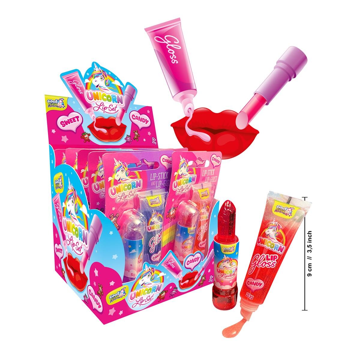 Леденец и жидкая конфета Unicorn Lip Set 25 гр / Sweet Flash