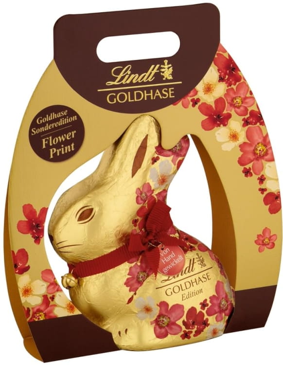 Шоколадные зайчики Lindt GOLDHASE с бантиком (Flower print) 500 гр (23 см в высоту) / Германия