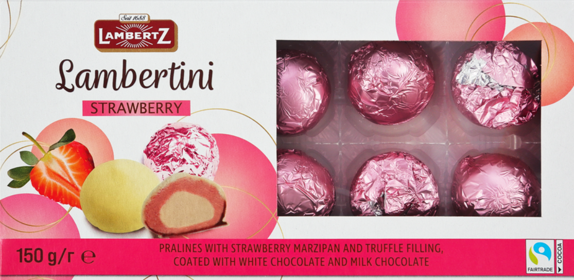 Конфеты Lambertini Marzipan с марципаном и клубникой 150 гр Lambertz / Германия