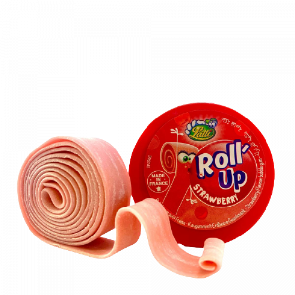 Жевательная резинка Lutti Roll-up Strawberry 29г Франция (1 метр) (24шт-упак) Tubble gum Lutti