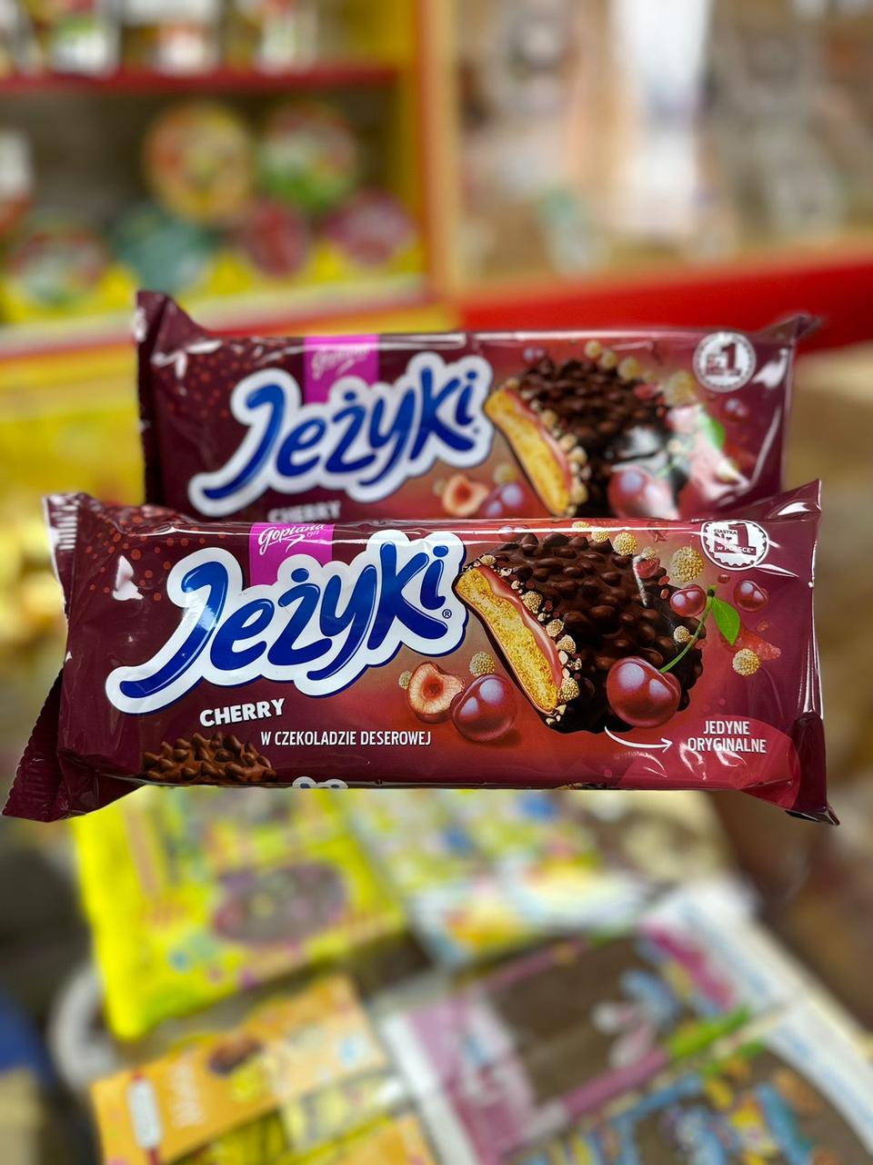 Печенье JEZYKI cherry в шоколадной глазури ВИШНЯ 140гр /Goplana/ ПОЛЬША