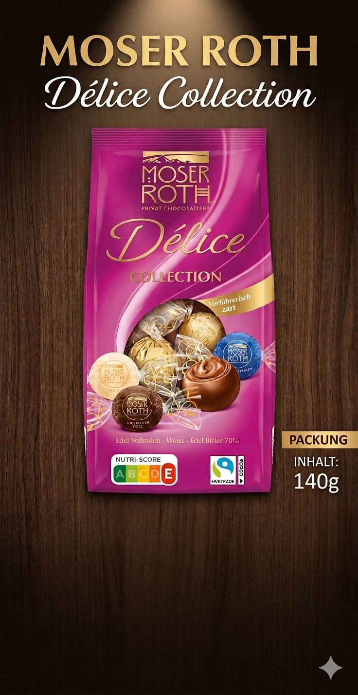 Шоколадные конфеты Moser Roth Delise collection ассорти 140 гр (24 шт в упак)