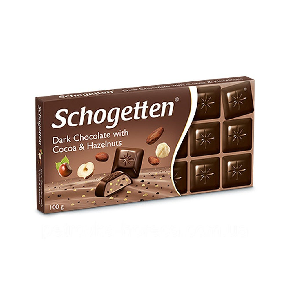 Молочный шоколад Schogetten Dark Chocolate with Cocoa Hazelnuts 100гр (15 шт. в упаковке)
